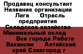 Продавец-консультант › Название организации ­ Лига-1 › Отрасль предприятия ­ Складское хозяйство › Минимальный оклад ­ 25 000 - Все города Работа » Вакансии   . Алтайский край,Славгород г.